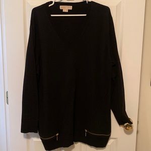 Michael Kors Black Sweater with Gold Zippers
